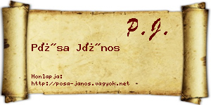 Pósa János névjegykártya